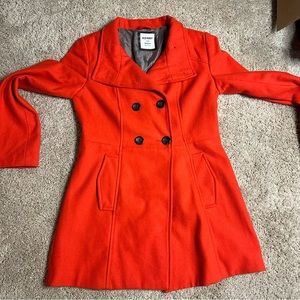 Old Navy red-orange wool blend peacoat